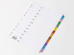 Register mylar A4 jan-dec farvet forstærket m/forblad