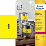 Etiket stærke Avery gul 210x297mm 1stk/ark 20ark/pak