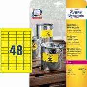 Etiket Avery stærk gul 45,7x21,2mm 48stk/ark 20ark/pak