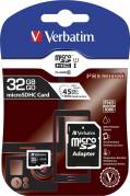 Micro SD card Verbatim 32GB HC 44083 PRO Class 10 m/adapter