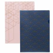 Plastomslag KOZO A4 PP navy/pink 2stk/pak