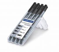 Marker STAEDTLER Lumocolor sort permanent 4 tykkelser