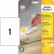 Etiket Avery aftagelig hvid 210x297mm 30ark/pak