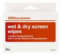 Renseservietter t&oslash;r & v&aring;d til sk&aelig;rm OD 20s&aelig;t/pak 975440