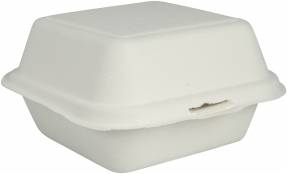 Take away boks sukkerrør 153x147x82mm hvid m/låg 50stk/pak