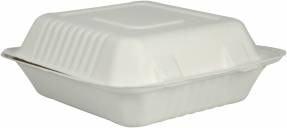 Take away boks sukkerrør 223x201x38mm hvid 50stk/pak