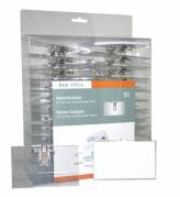 Kongresmærker 57x91mm m/clip & sikkerhedsnål hvid incl. indstik