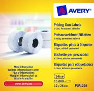 Prisetiketter Avery 1 linje hvid 26x12mm perm.klæb 1500stk