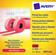 Prisetiketter Avery 1 linje rød 26x12mm perm.klæb 10x1500stk