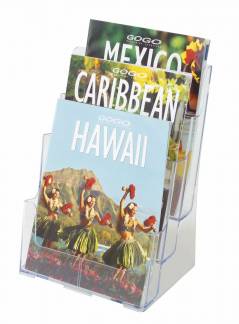 Brochureholder Office DEPOT A4 klar 3 rum til bord/v&aelig;g