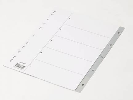 Plastregister grå A4 1-5 m/kartonforblad