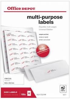 Multilabel Office DEPOT A4 64,6x33,8mm 100ark/pak 24/ark