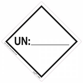 Fareetiket UN-m&aelig;rke hvid/sort 100x100mm UN 250stk