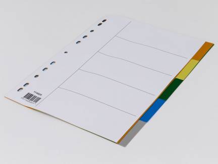 Faneblade plast A4 5-delt m/kartonforblad