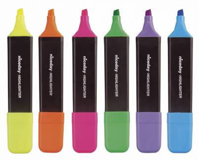 Tekstmarker niceday ass. 6stk/s&aelig;t