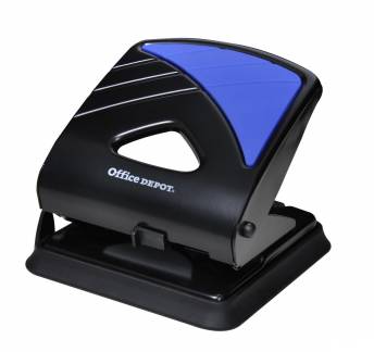 Hulapparat Office DEPOT sort 2-huls m/skinne t/40ark