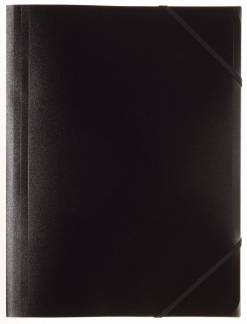 Plastmapper C4 OD sort m/3 klapper & elastik.