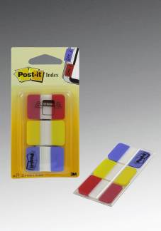 Post-it index super strong r&oslash;d,gul&bl&aring; 3x22 stk/pak