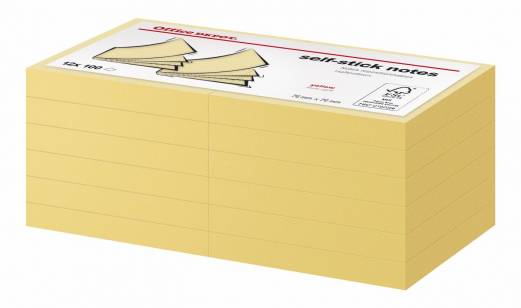Notes Office DEPOT gule 76x76mm 12blk/pak 1413126