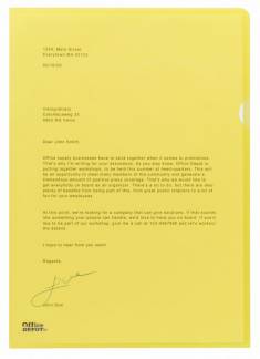 Plastomslag Office DEPOT A4 0,12mm m/pr&aelig;g gul 100stk/pak