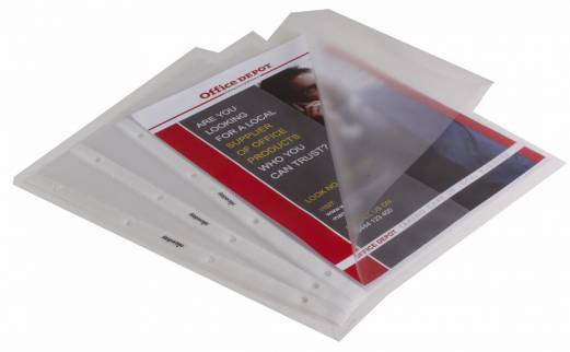 Plastlomme Office DEPOT A4 0,075mm &aring;ben t/v 100stk/pak