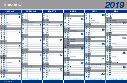 Kartonkalender halv&aring;rs 44x29cm 19 0630 00