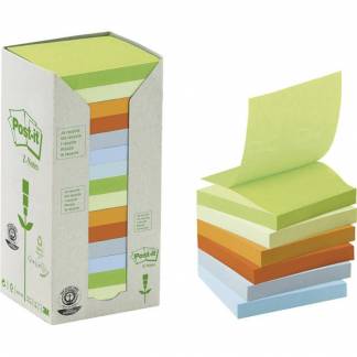 Post-it notes regnbue 76x76mm genbrug 16blk/pak