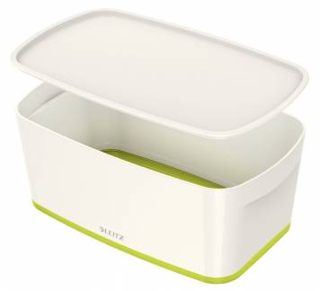 Opbevaringsboks Leitz MyBox small med l&aring;g hvid/gr&oslash;n