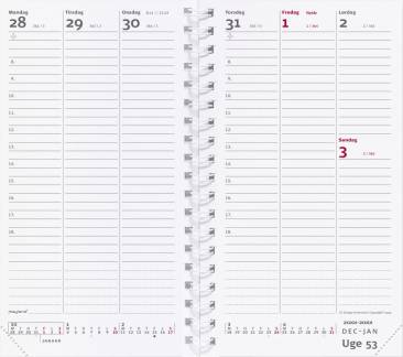WeekPlanner uge h&oslash;jformat REFILL 9,5x17cm 19 0885 00