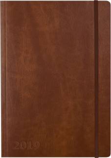 Ugekalender A5 Notes kunstskind brun 15x21cm tv&aelig;rformat 19 2006 10