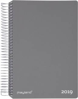 Spiralkalender tv&aelig;rformat h&aring;rd PP gr&aring; 12x17cm 1uge/side 19 2020 00