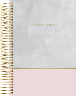 Spiralkalender tekstilpr&aelig;g rosa-gr&aring; 12x17cm 1dage/side 19 2080 20