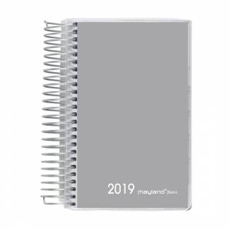 Minispiralkalender Basic PP gr&aring; 8x12,6cm 1dag/side 19 2660 00