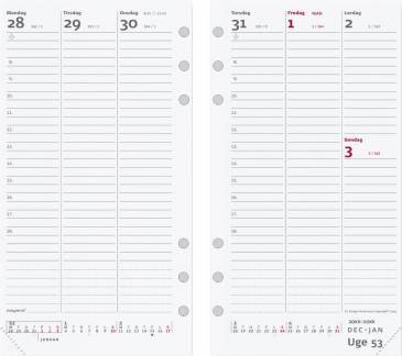 Ugekalender System PP REFILL 9,5x17cm h&oslash;jformat 19 2750 00