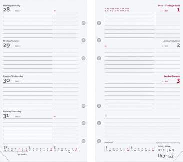 Ugekalender System PP International REFILL 9,5x17cm tv&aelig;rformat 19 2765 00