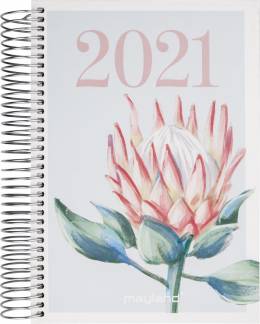 Spiralkalender tekstilpr&aelig;g protea 12x17cm 1 dag/side 21 2080 20