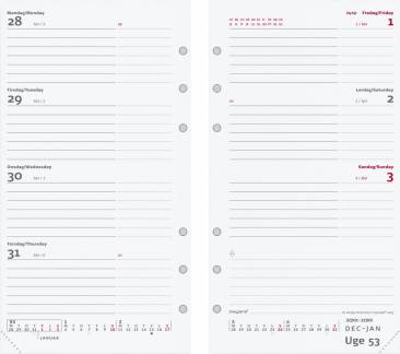 Ugekalender System PP refill 9,5x17cm tv&aelig;rformat 21 2765 00