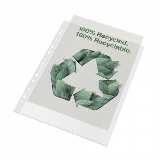 Plastlomme Esselte Recycled A4+ 100my m. præg 100stk/pak