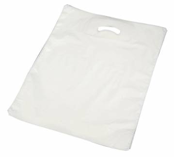 B&aelig;repose plastik hvid 45my 420x450/50mm 500stk/krt Forst&aelig;rket h&aring;ndtag