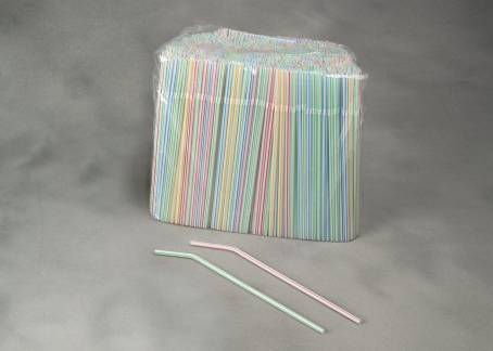 Suger&oslash;r m/kn&aelig;k stribet assorteret 255mm &oslash;6mm 500stk/pak