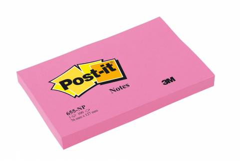 Post-it blok neon pink 655 76x127mm 3M 1 blok