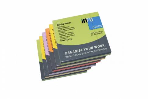 Notes Info Spring Line mix 75x75mm 6blk/pak