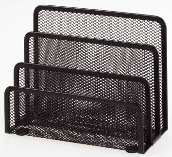 Brevholder OD sort metal mesh 3 rum til breve m.m.
