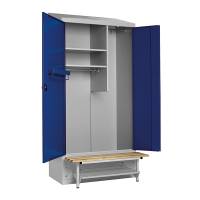 PRO Garderobeskab med skråt tag og blå døre, bredde 1000 mm