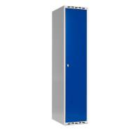 Garderobeskab SMG 1x400mm med lige tag, blå døre og greb for hængelås