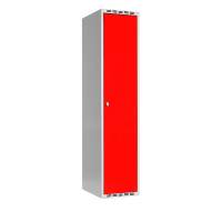 Garderobeskab SMG 1x400mm med lige tag, røde døre og greb for hængelås