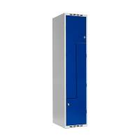 Z-Garderobeskab SMZ 1x400mm lige tag, blå døre og greb for hængelås
