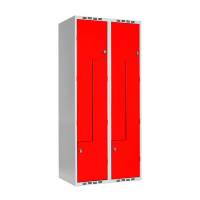 Z-Garderobeskab SMZ 2x400mm lige tag, røde døre og greb for hængelås