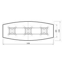 Konferencebord DNA, Antracit 3200x1200 mm bådformet, Alugrå understel