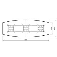 Konferencebord DNA, Lysgrå 3200x1200 mm bådformet, Sort understel